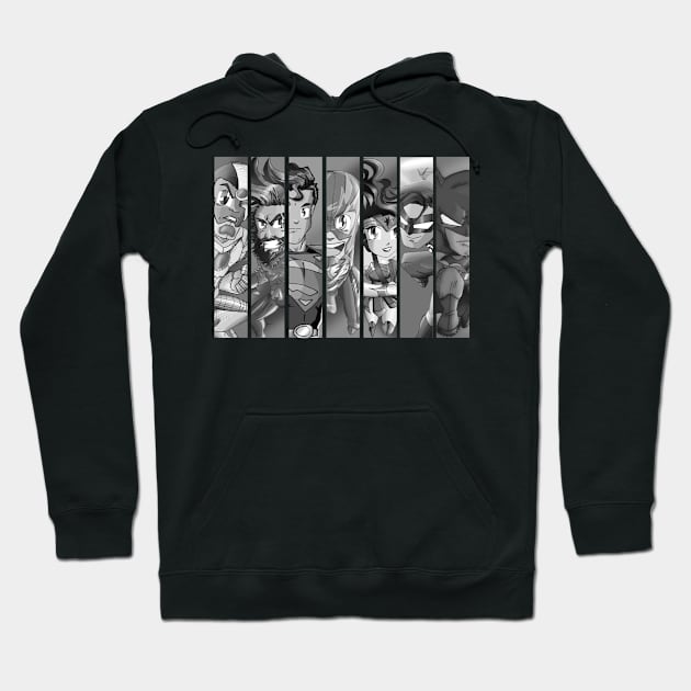 Team Justice (Black &White version) Hoodie by MorenoArtwork